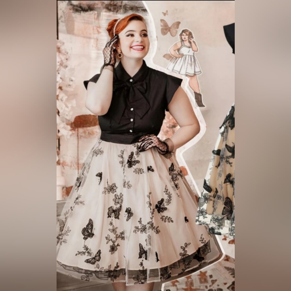 Retro Stage Butterfly Dress, BNWT, Size L